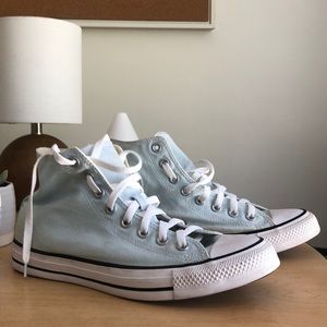 Converse light blue womens 10 mens size 8.